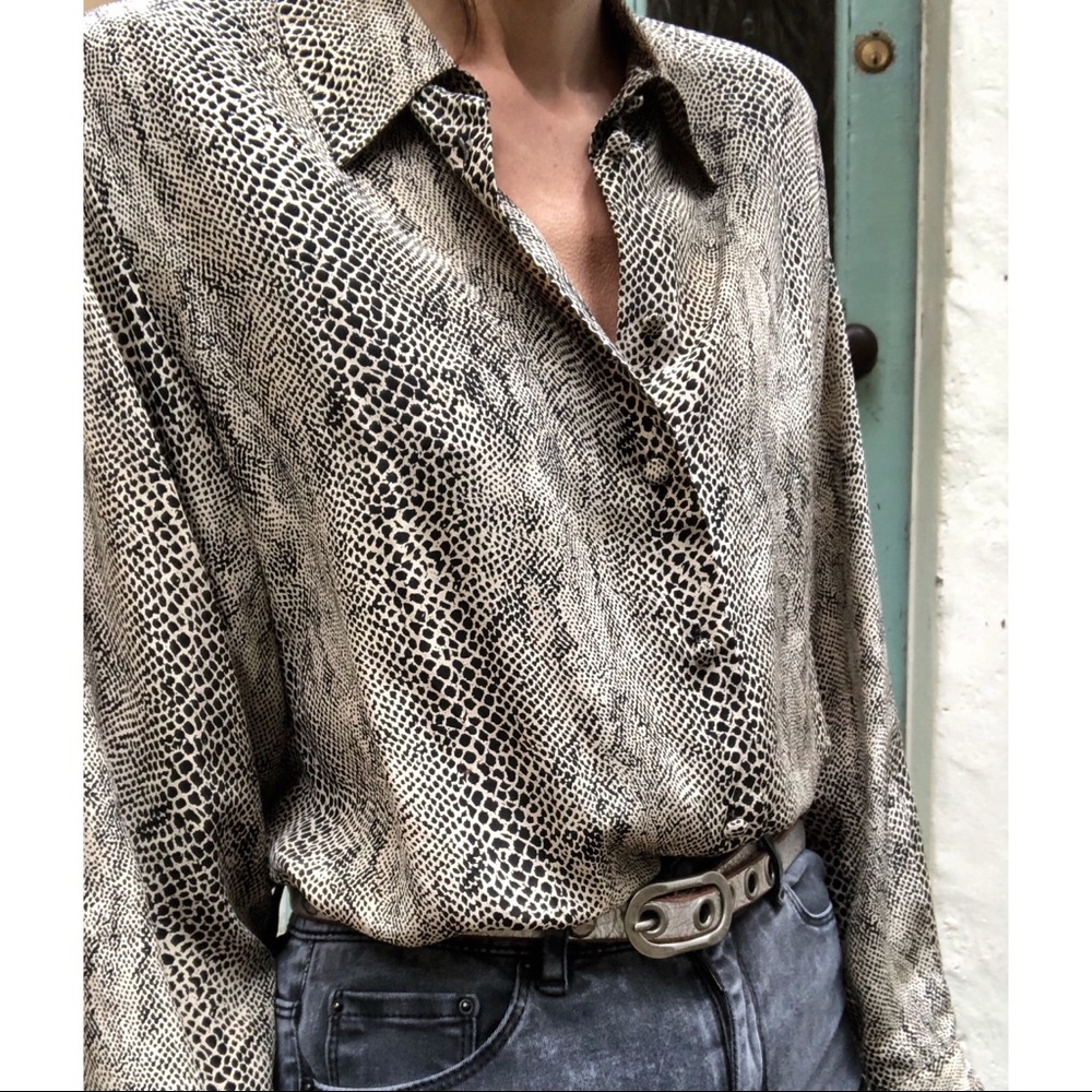 Vintage silk python print blouse - Picture 1 of 7